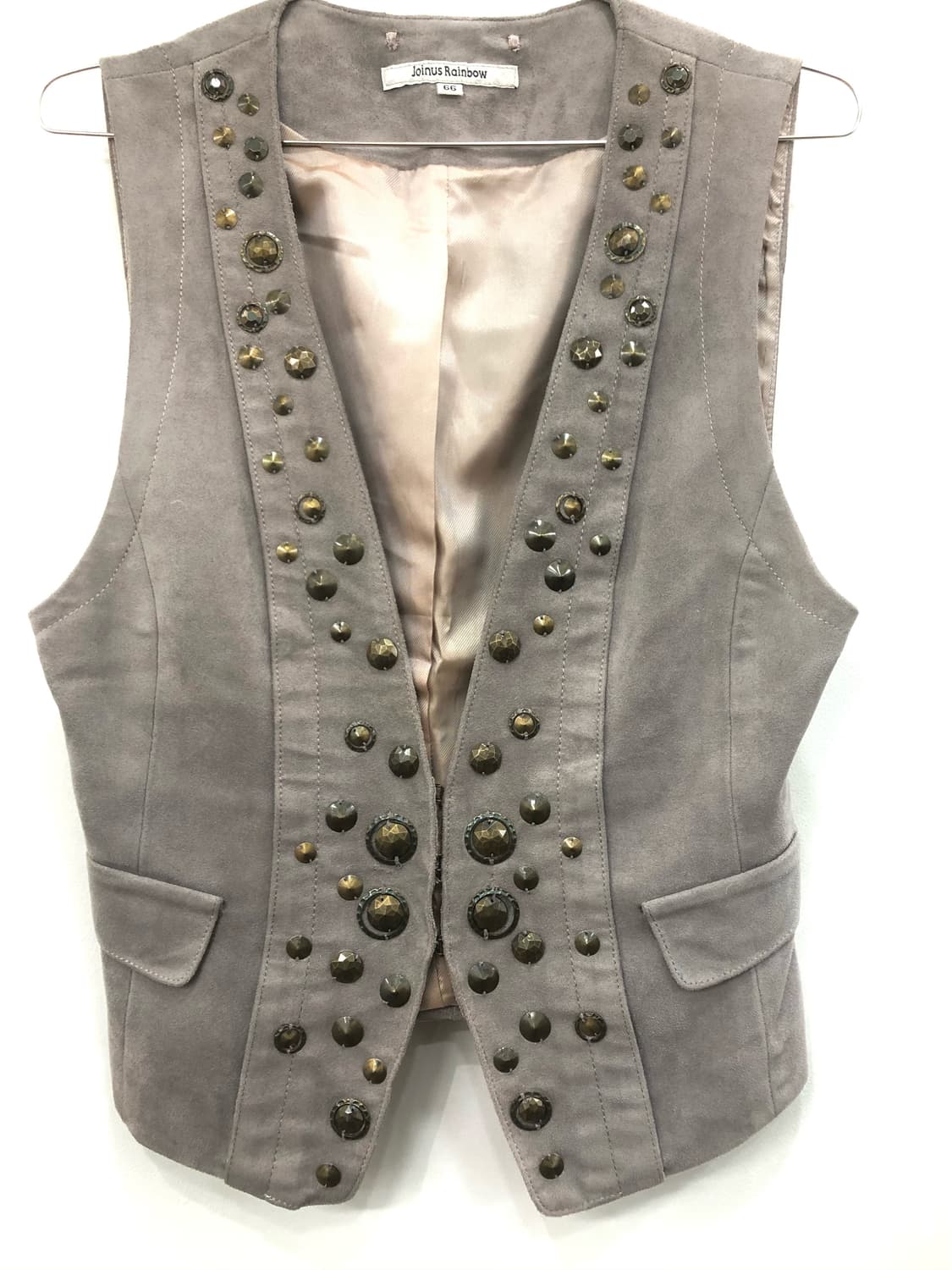 khaki beige studded vest 상품이미지4