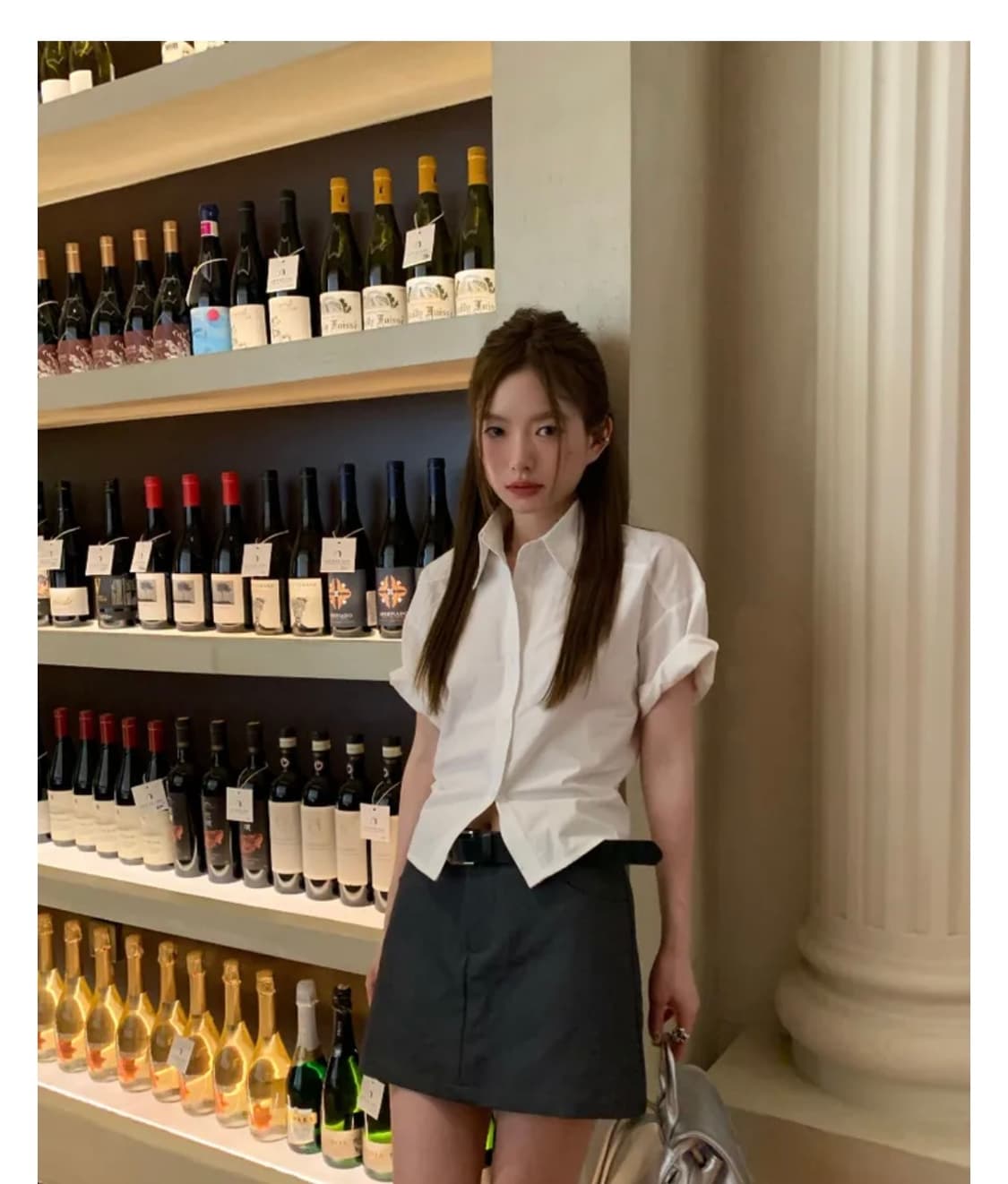 뒷트임 반팔 크롭 셔츠 상품이미지2