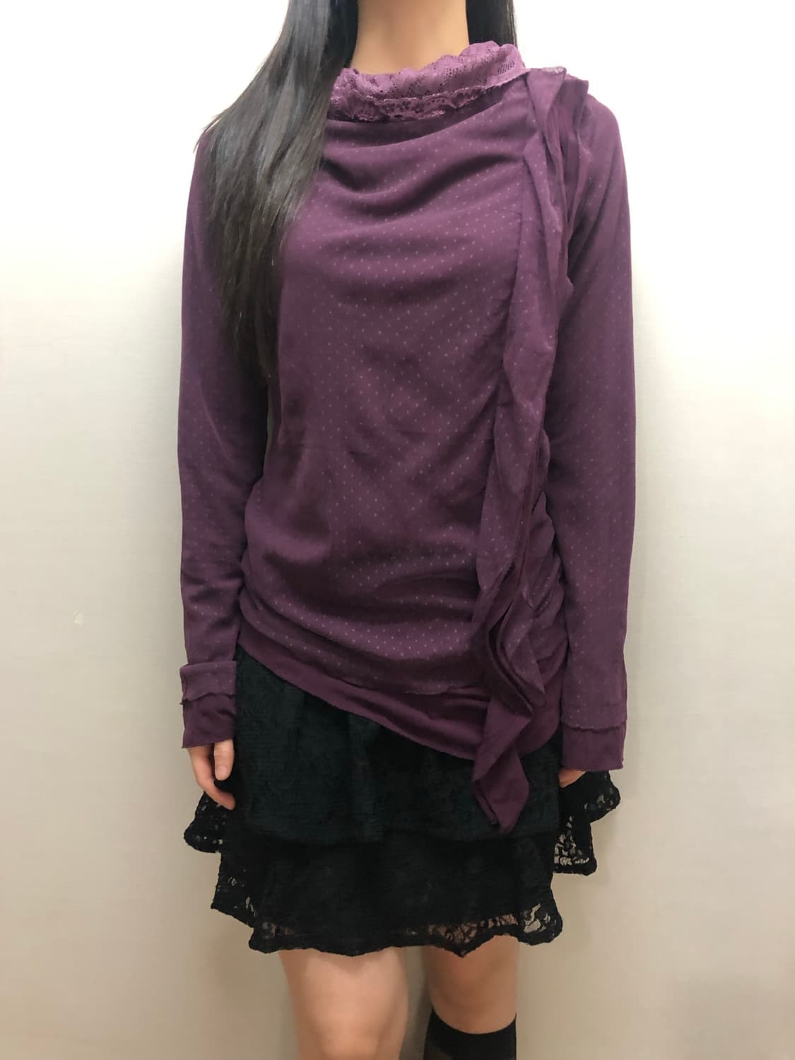 빈티지 퍼플 도트 프릴 탑 상품이미지7