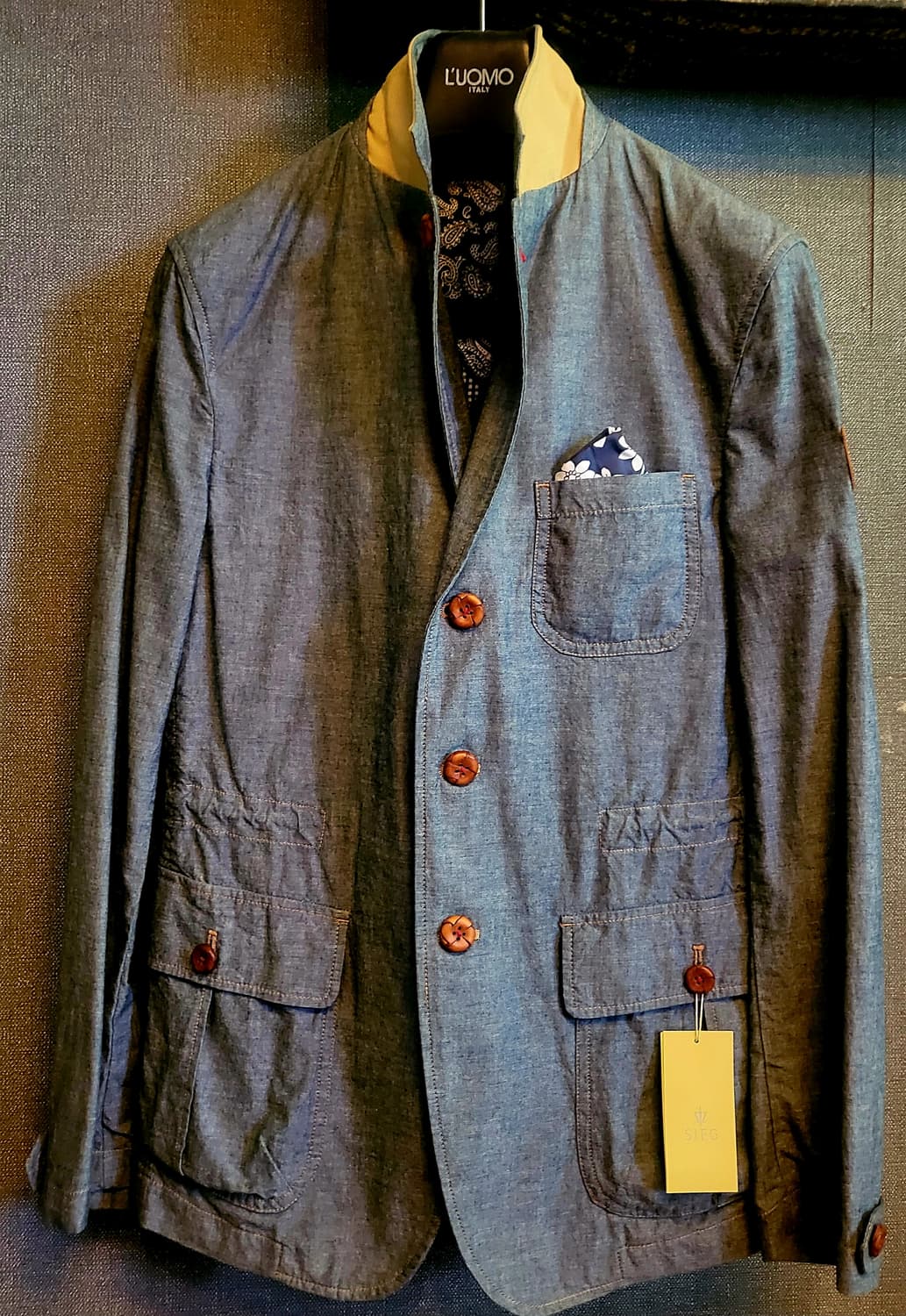 [미착용 택달린 새상품] SIEG 소가죽배색 데님 면 자켓 상품이미지3