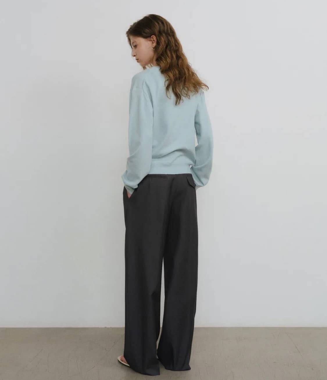 Urago 유라고 피터 핀턱 와이드 슬렉스 슬랙스 팬츠 차콜 상품이미지2