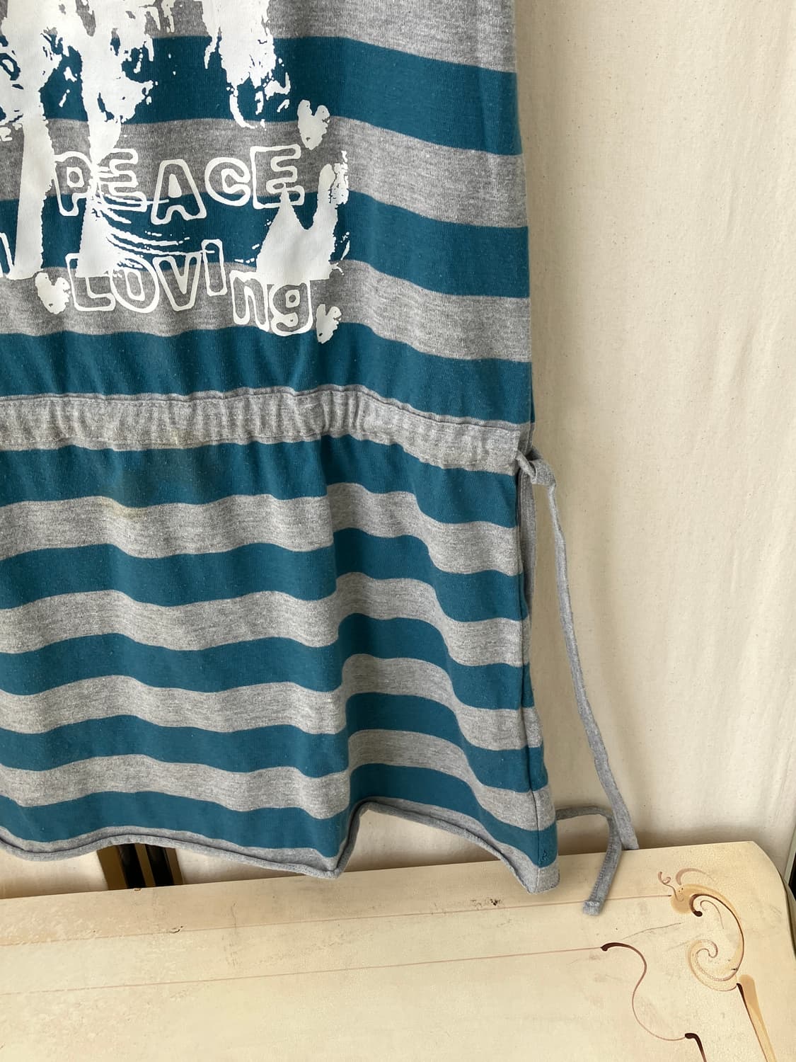 gray stripe shirring dress 상품이미지6