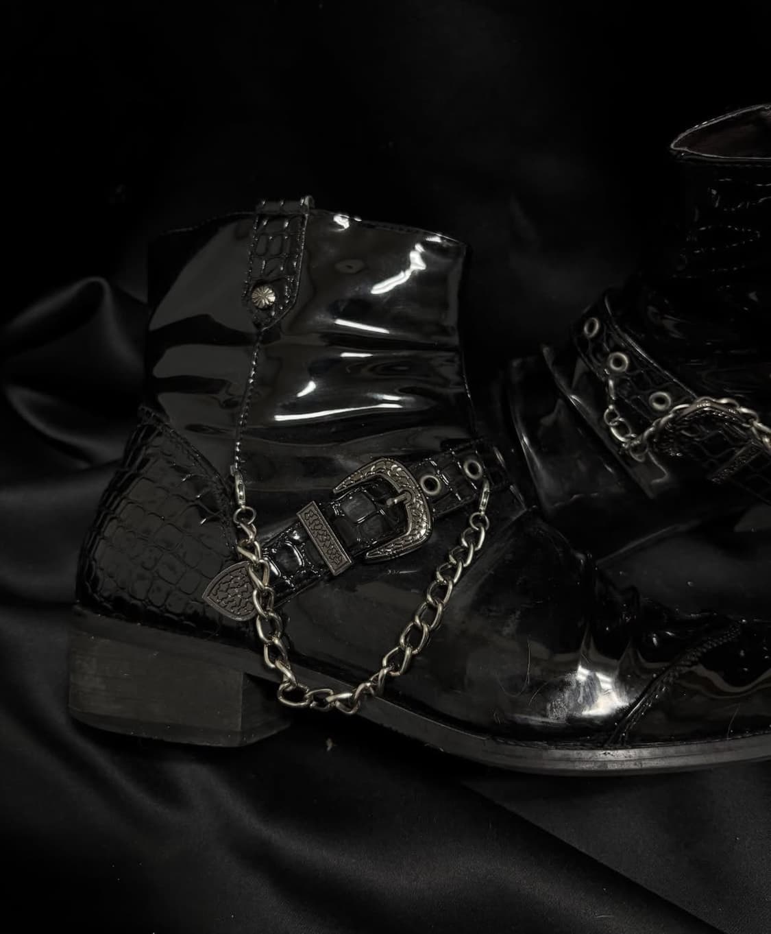 "Unknown" 00's Design Chain&Buckle Boots 상품이미지3