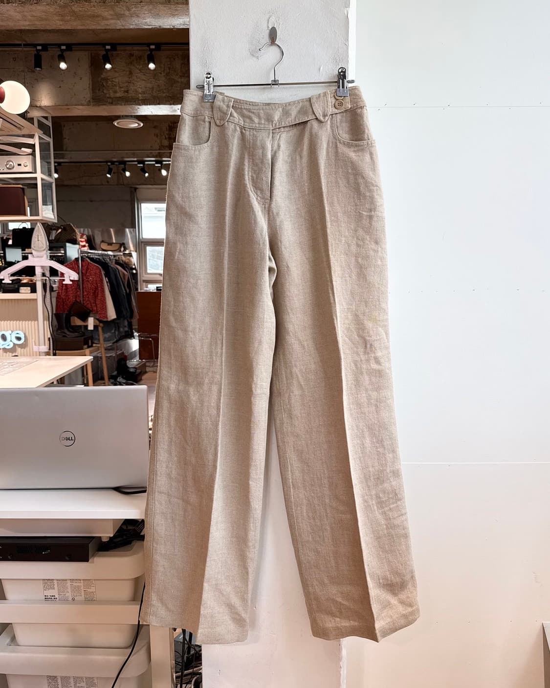 막스마라 위캔드 베이지 린넨 슬랙스 팬츠  상품이미지2