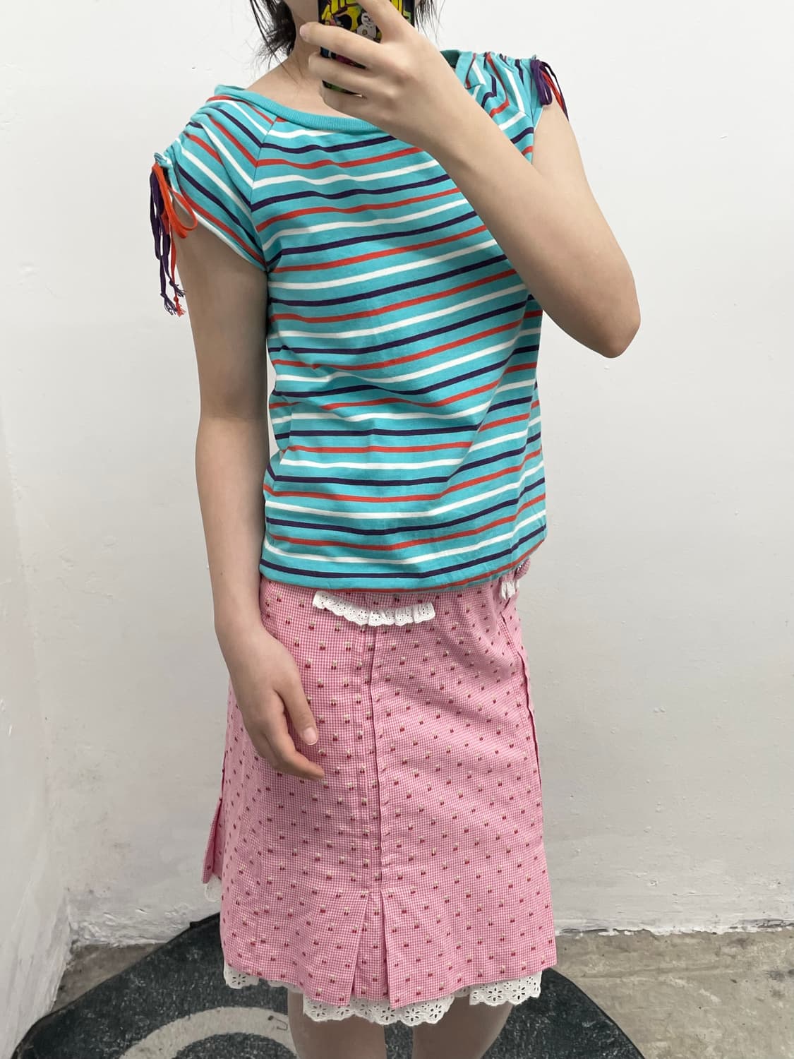 체리 핀턱 버튼 레이스 스커트 *레어🍒 상품이미지3