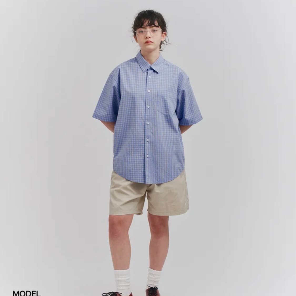 피도디도 체크하프셔츠 퍼플색 상품이미지3