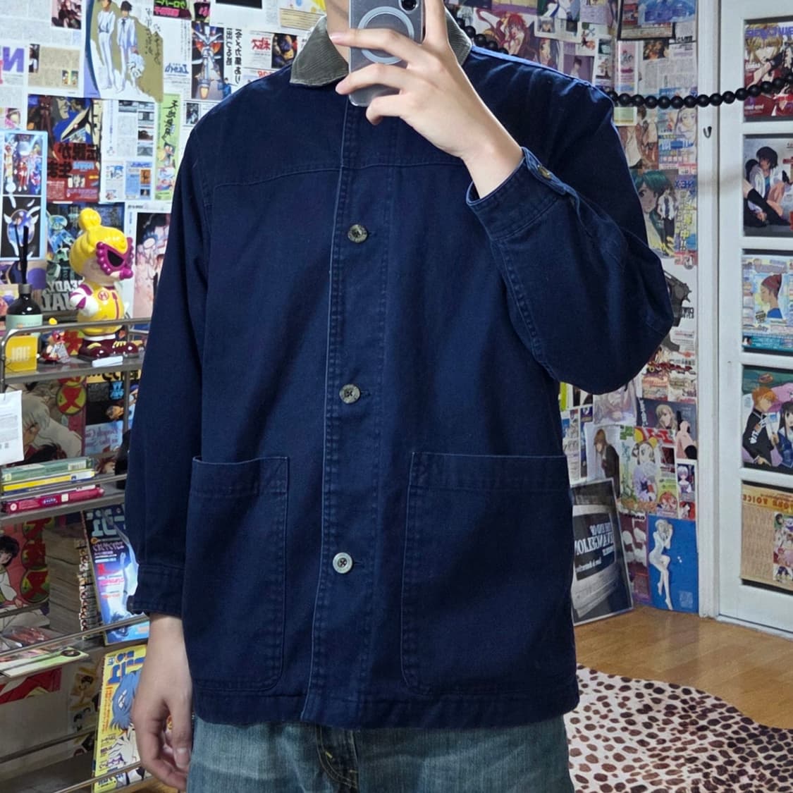 에디바우어 코듀로이 카라 네이비 코튼 초어 자켓 상품이미지1