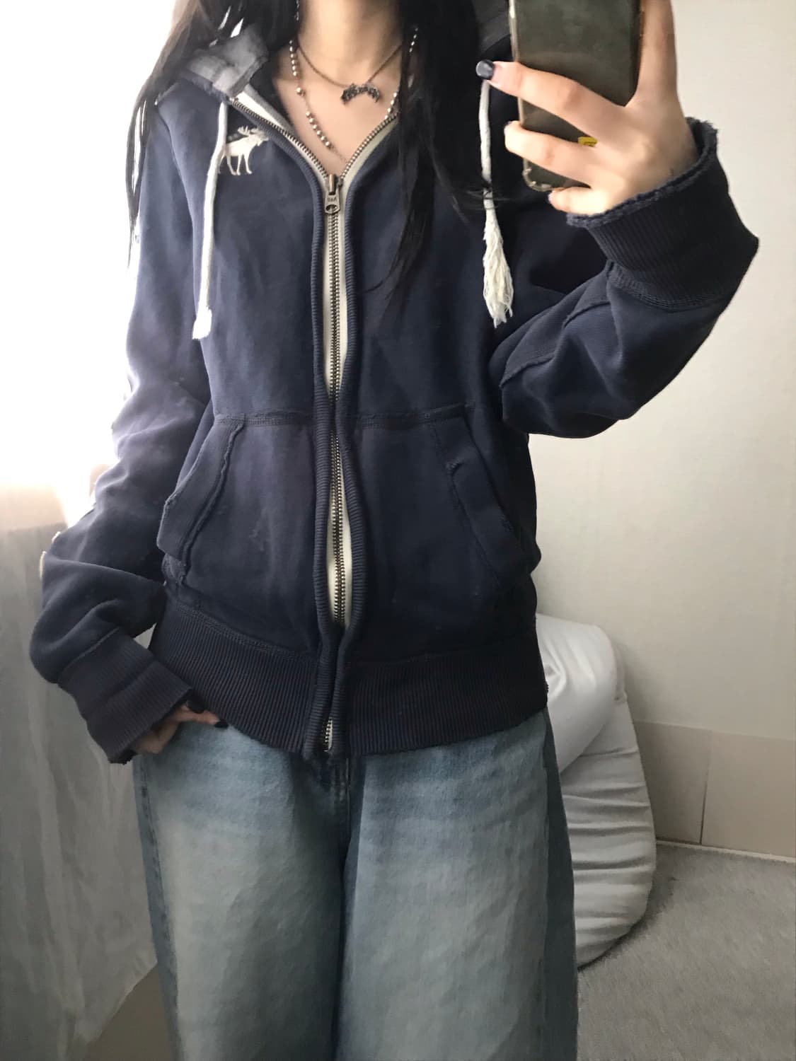 아베크롬비 네이비 스티치 후드집업 상품이미지4