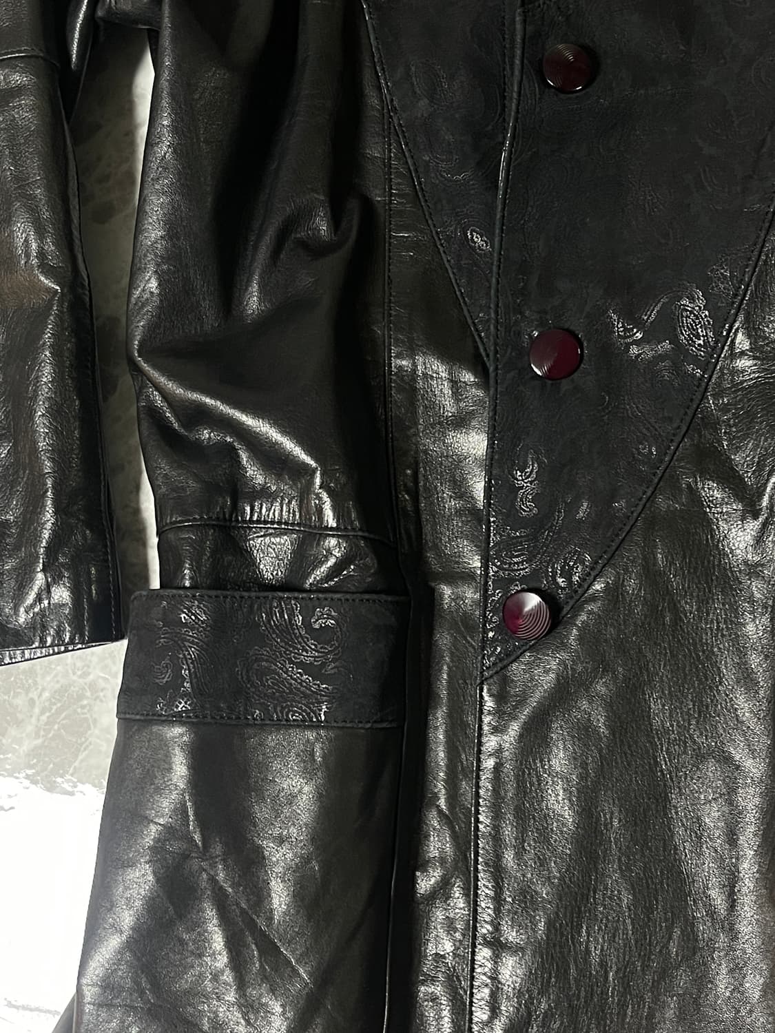 leather vintage pattern jacket 상품이미지5