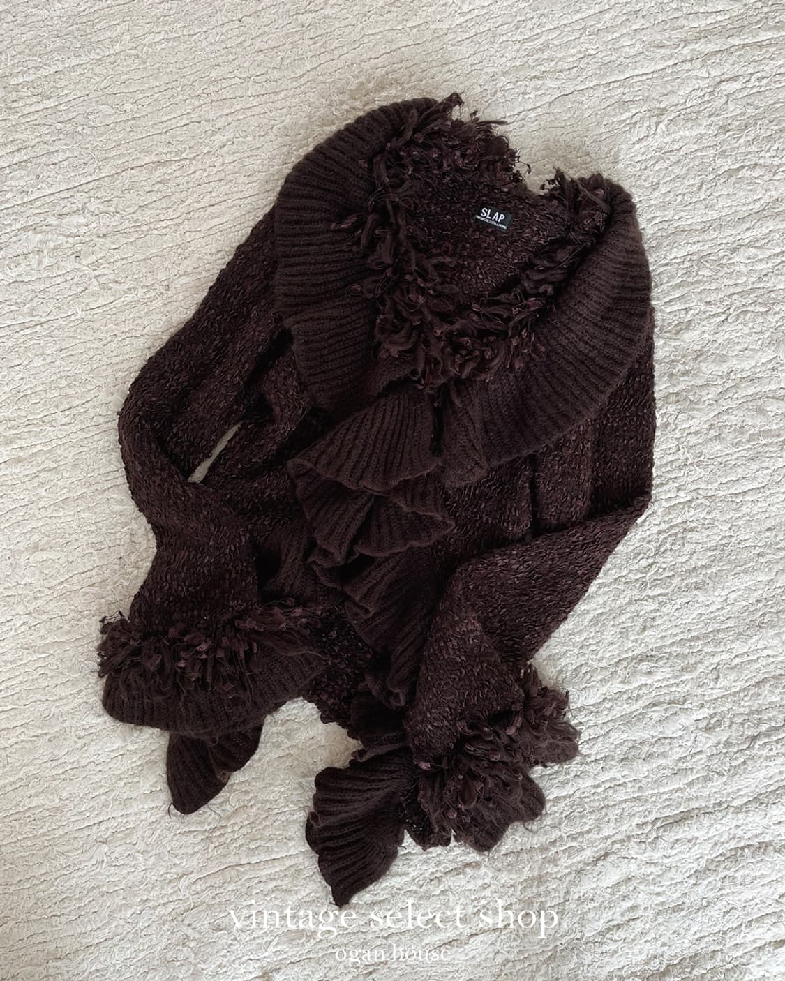 vintage chocolate frill knit cardigan 상품이미지1