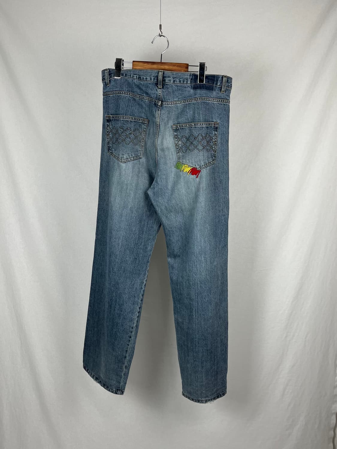 Vintage 데미지 연청 와이드핏 데님팬츠  상품이미지5