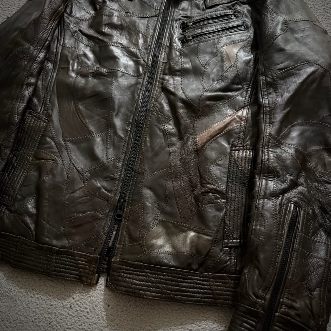 Hideaways patchwork leather jacket 상품이미지3