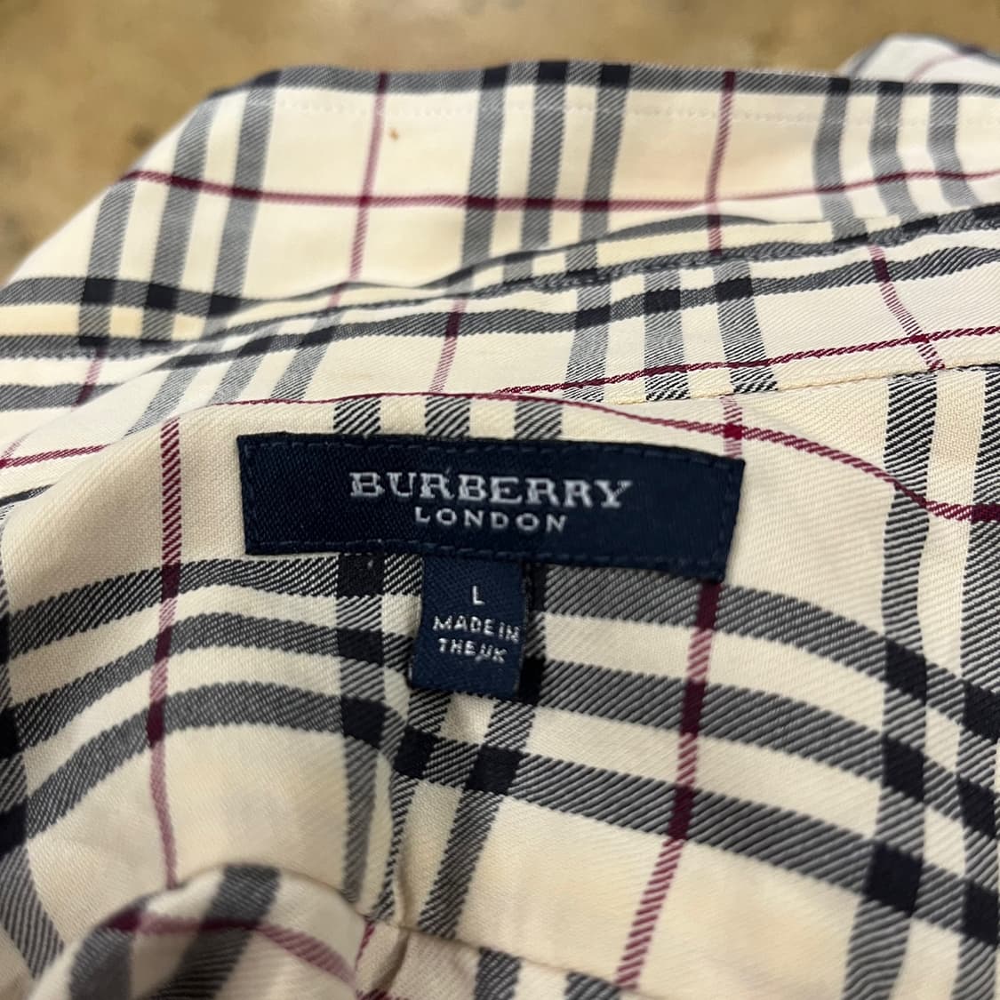 [정품/L] 버버리 체크 카라 셔츠 긴팔티 b10 상품이미지5