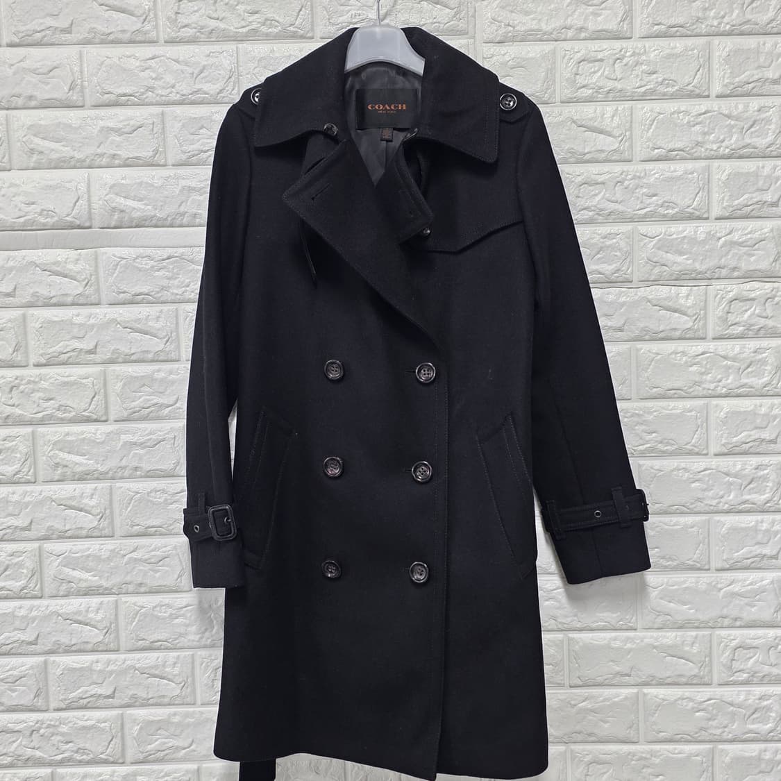 택포) 코치 블랙 더블 코트 S 상품이미지1