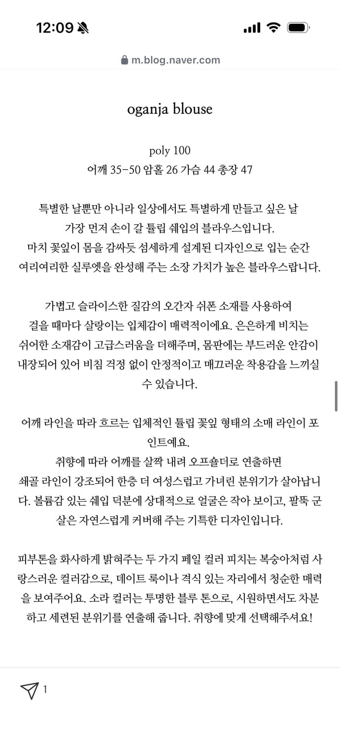 센느 오간자 블라우스 피치 상품이미지4
