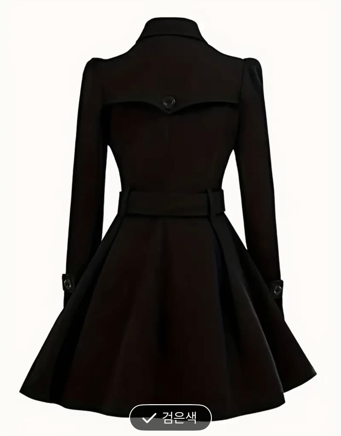 블랙 벨티드 플레어 코트 새상품 상품이미지2