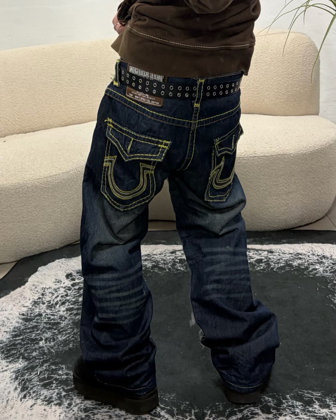 90s TRUERELIGION 조이 수퍼T 로우 워시드 데님팬츠 상품이미지1