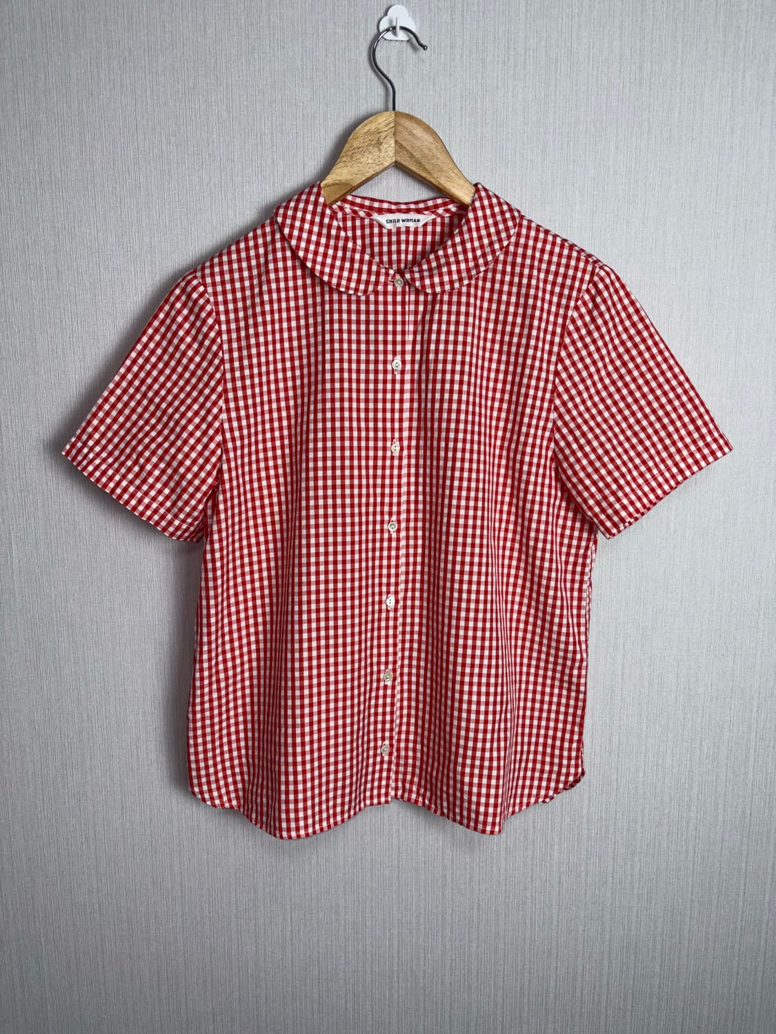 레드 체크 둥근 카라 블라우스 상품이미지7