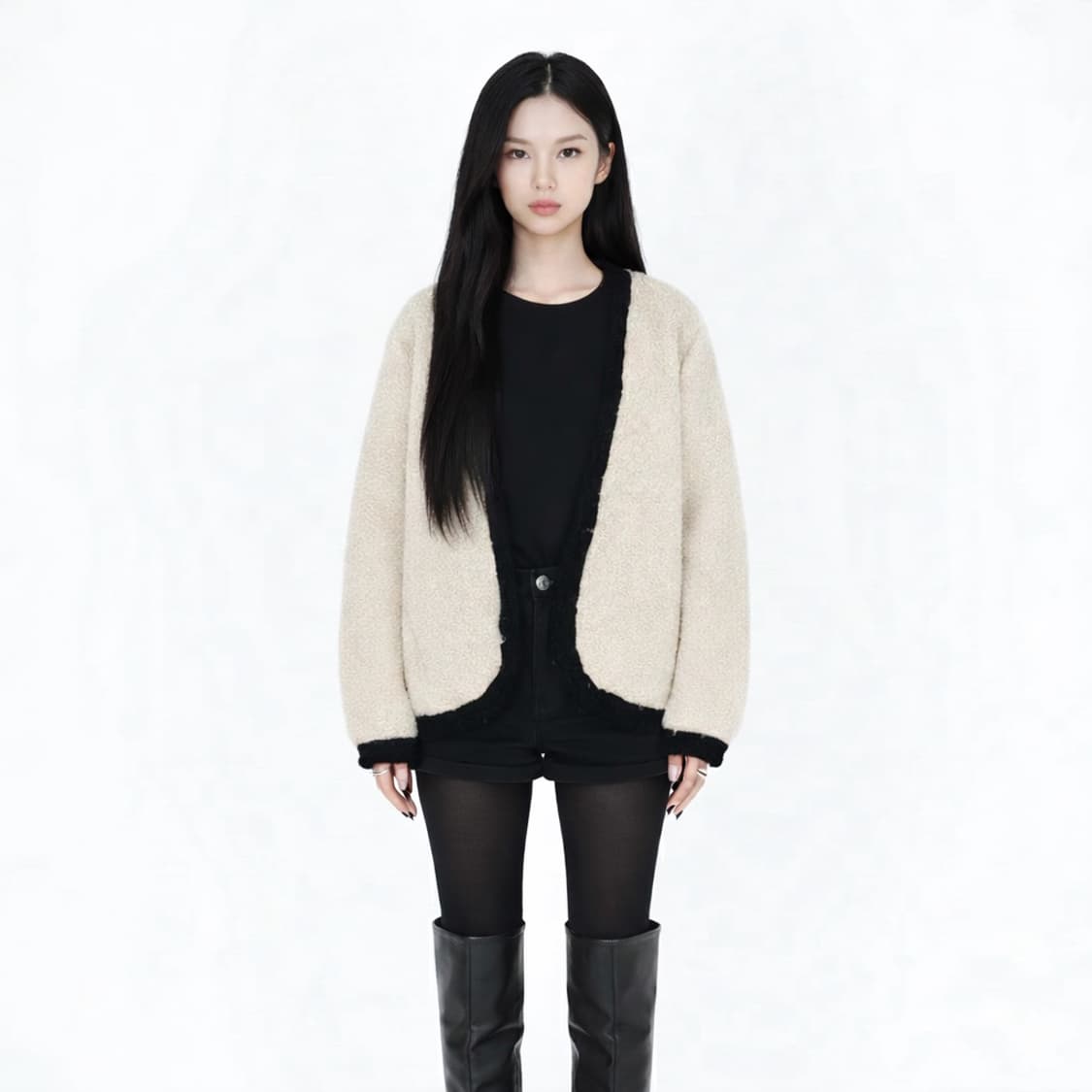 부클레 트웨이드 퍼자켓 가디건 상품이미지1