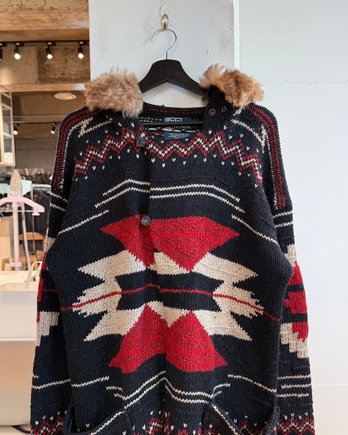 폴로 랄프로렌 블랙 핸드니트 아즈텍 울 가디건  상품이미지3