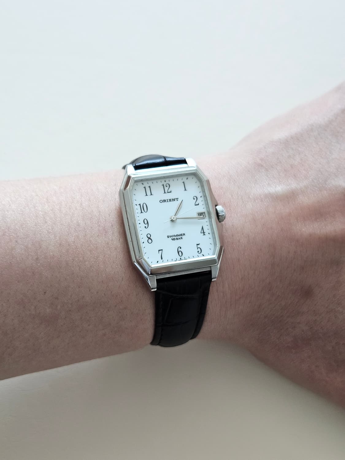 빈티지 오리엔트 스위머 흰판 가죽 시계 상품이미지2