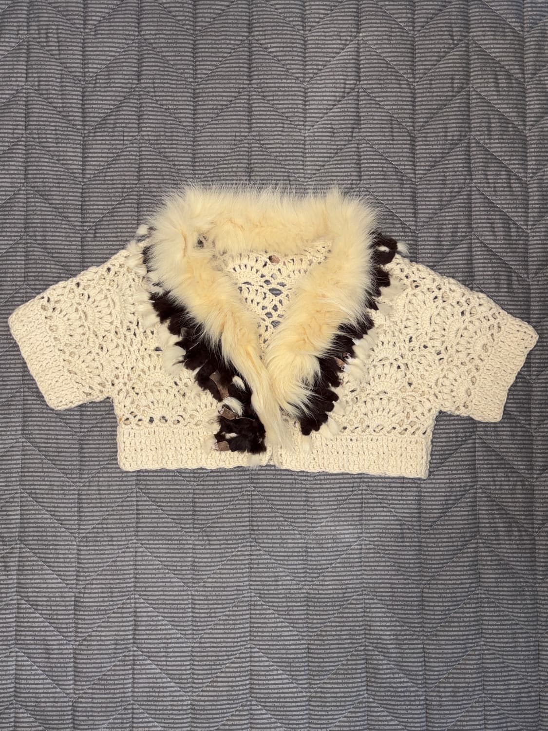 White fur knite cardigan 상품이미지1