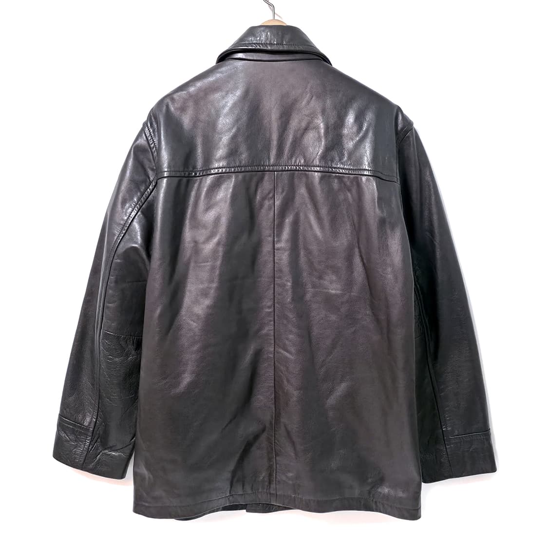 [L] 00s 갭 레더 카 코트 다크 브라운 상품이미지2