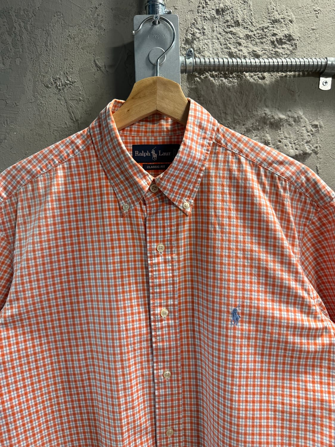M 폴로랄프로렌 POLO 클래식핏 체크 반팔 셔츠 오렌지 상품이미지4