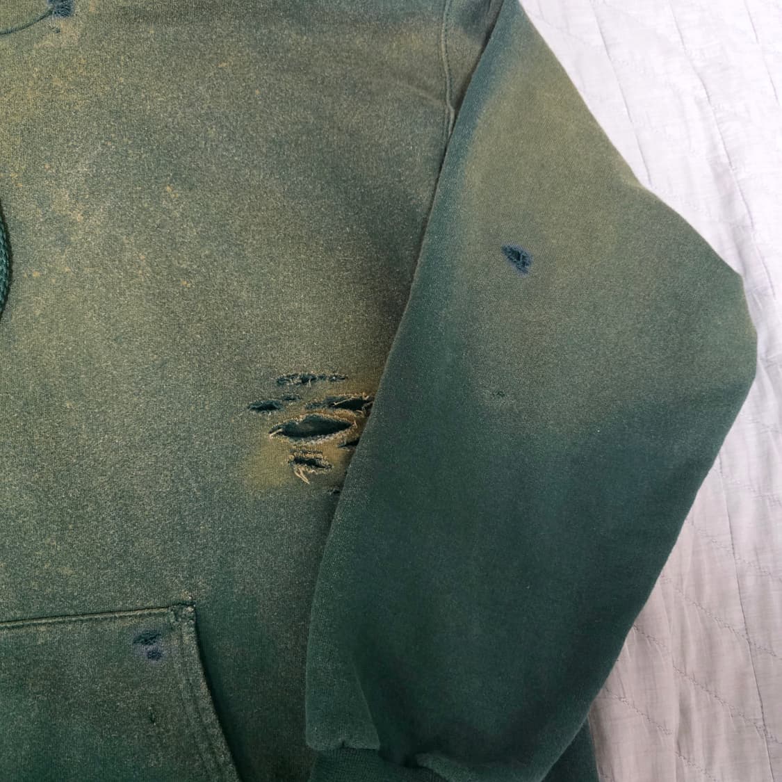 [L] 00-90s 빈티지 헤인즈 페이드 트래쉬드 그린 후드티 후디 상품이미지3