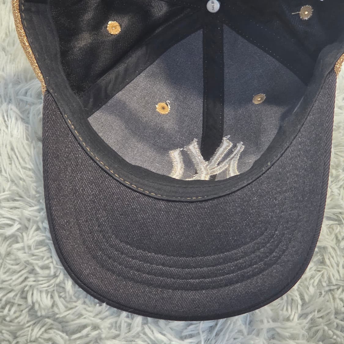 L7-8:MLB 뉴욕양키스 골드글리터 캡주니어(53-55cm)-머리작은분 상품이미지7