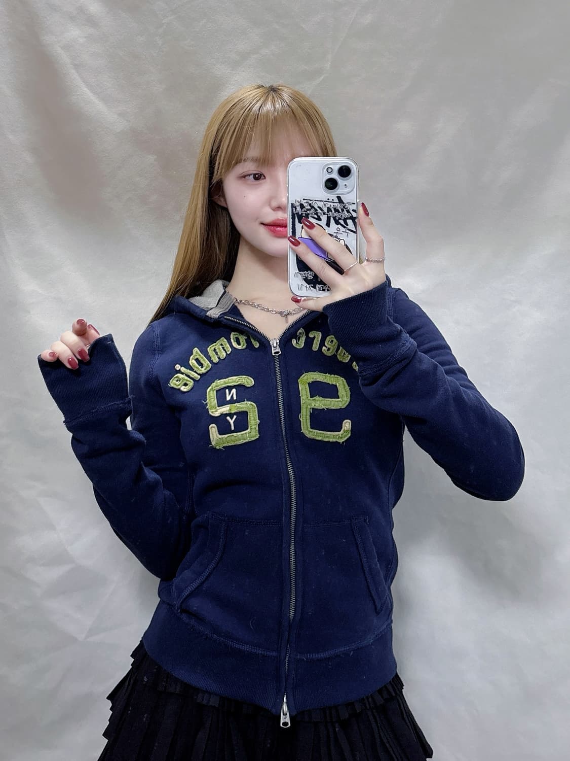 아베크롬비 네이비 빅로고 투웨이 후드집업  상품이미지1