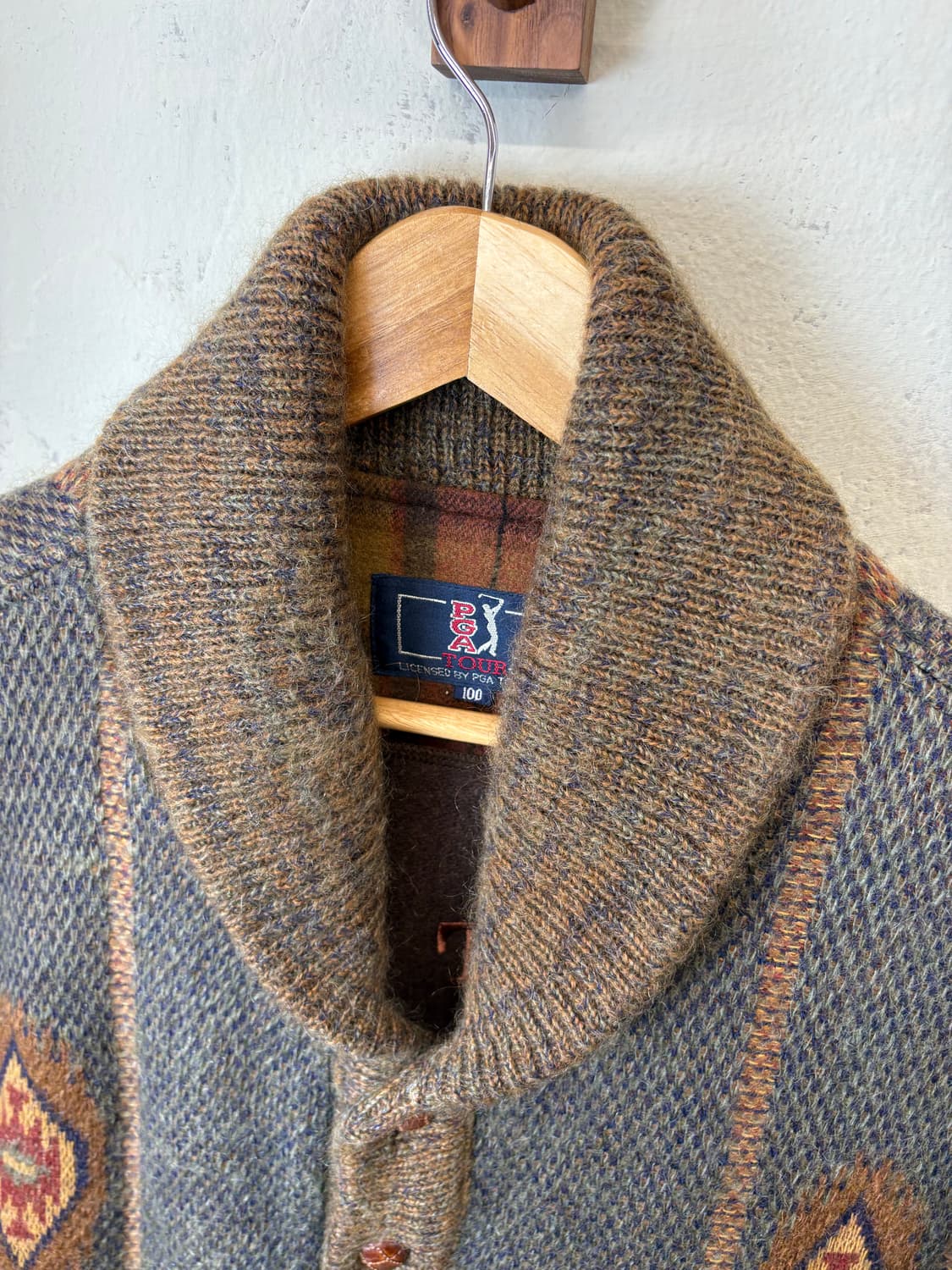 빈티지 숄카라 패턴 울 가디건 자켓 상품이미지6