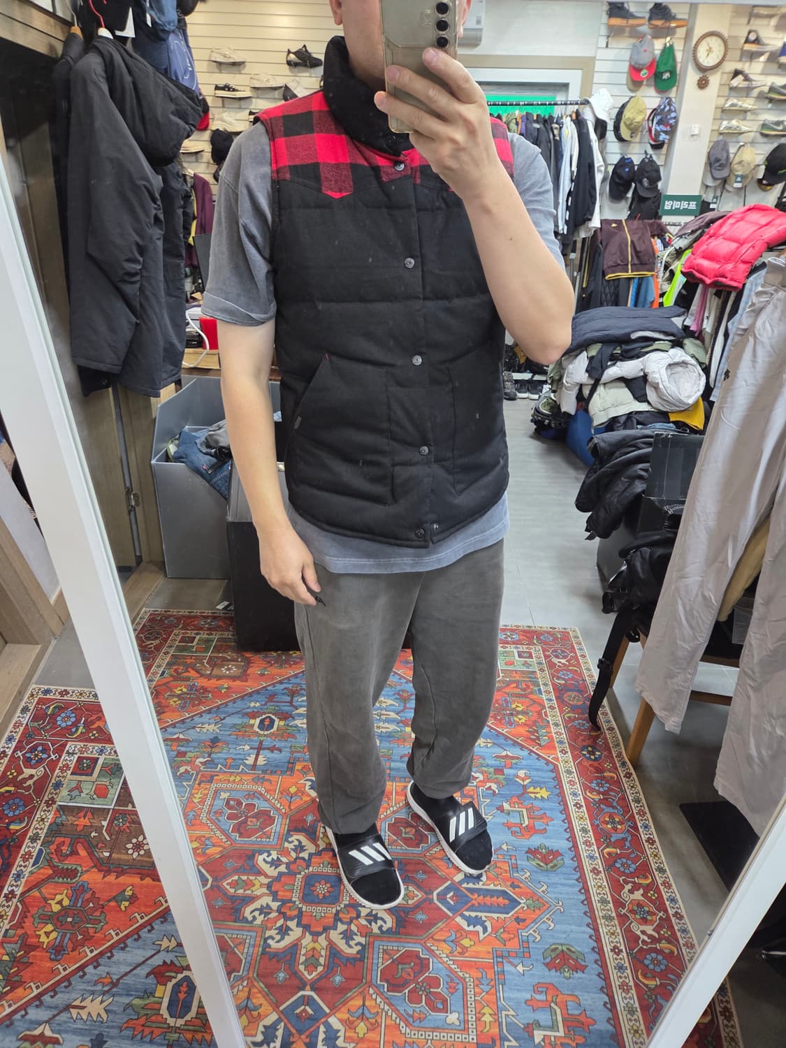 빈폴진스 버팔로 체크 면 덕다운 패딩조끼 100 상품이미지7