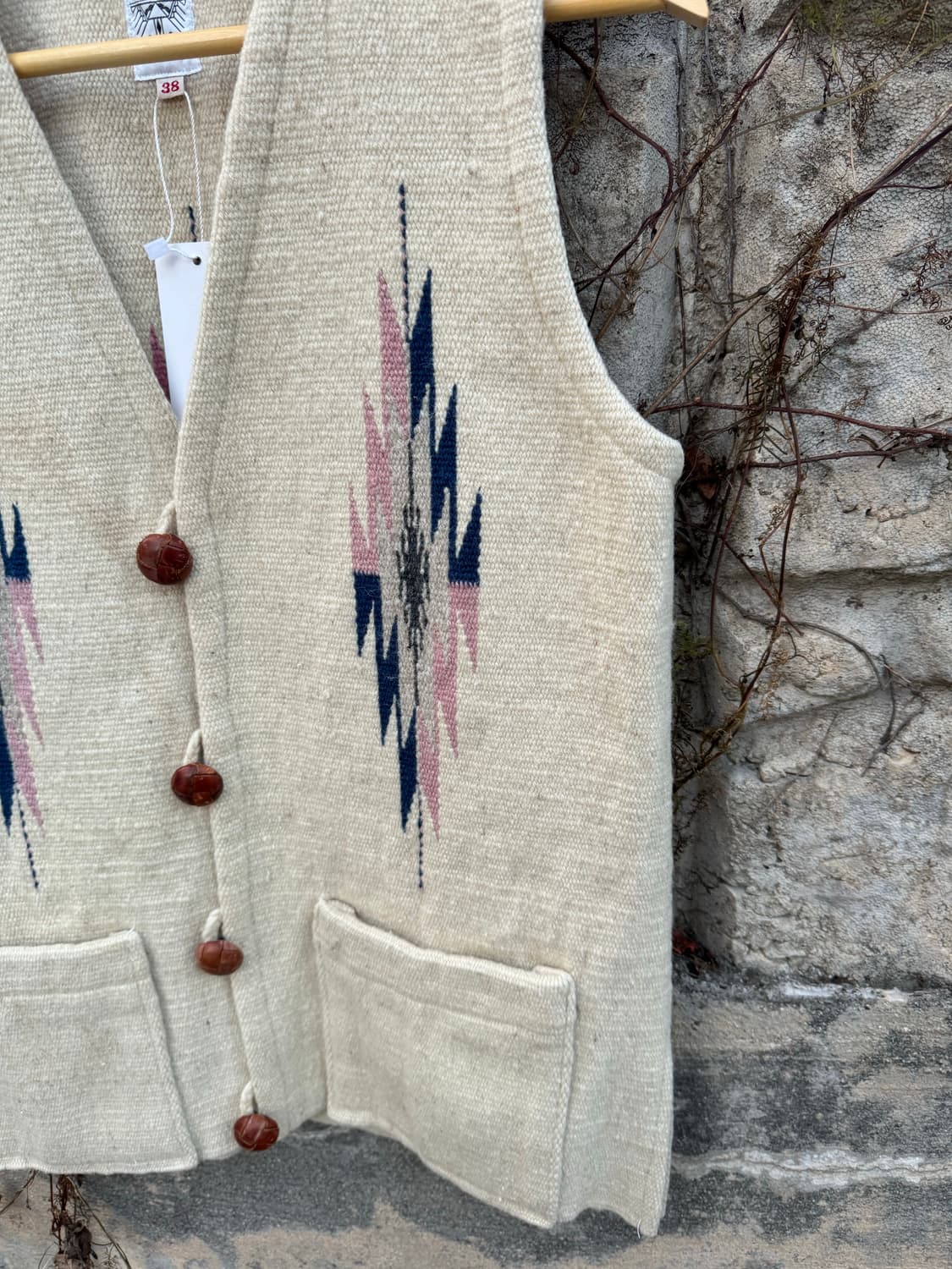 60s ~ 70s 빈티지 핸드 우븐 울 오르테가 치마요 베스트 조끼 상품이미지3