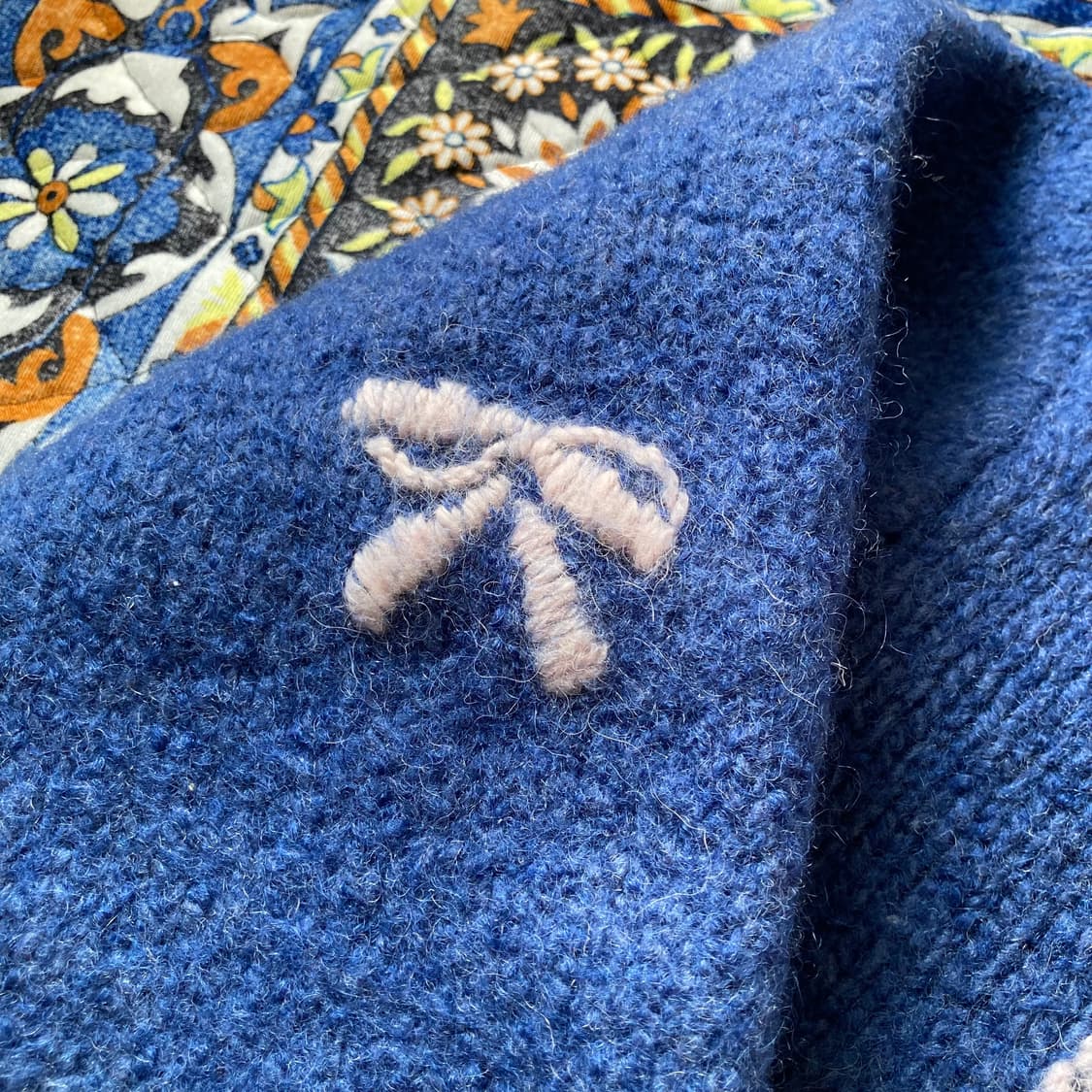 빈티지 핸드메이드 리본 뜨개 퍼프 크로쉐 니트 스웨터 가디건 아우터 상품이미지4