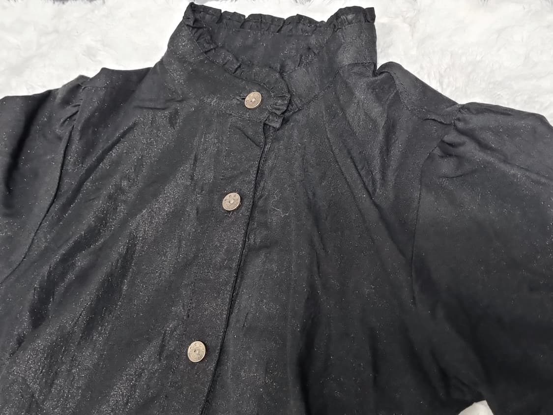 일본 빈티지 일브 블랙 셔링 프릴 원피스 로리타 상품이미지3