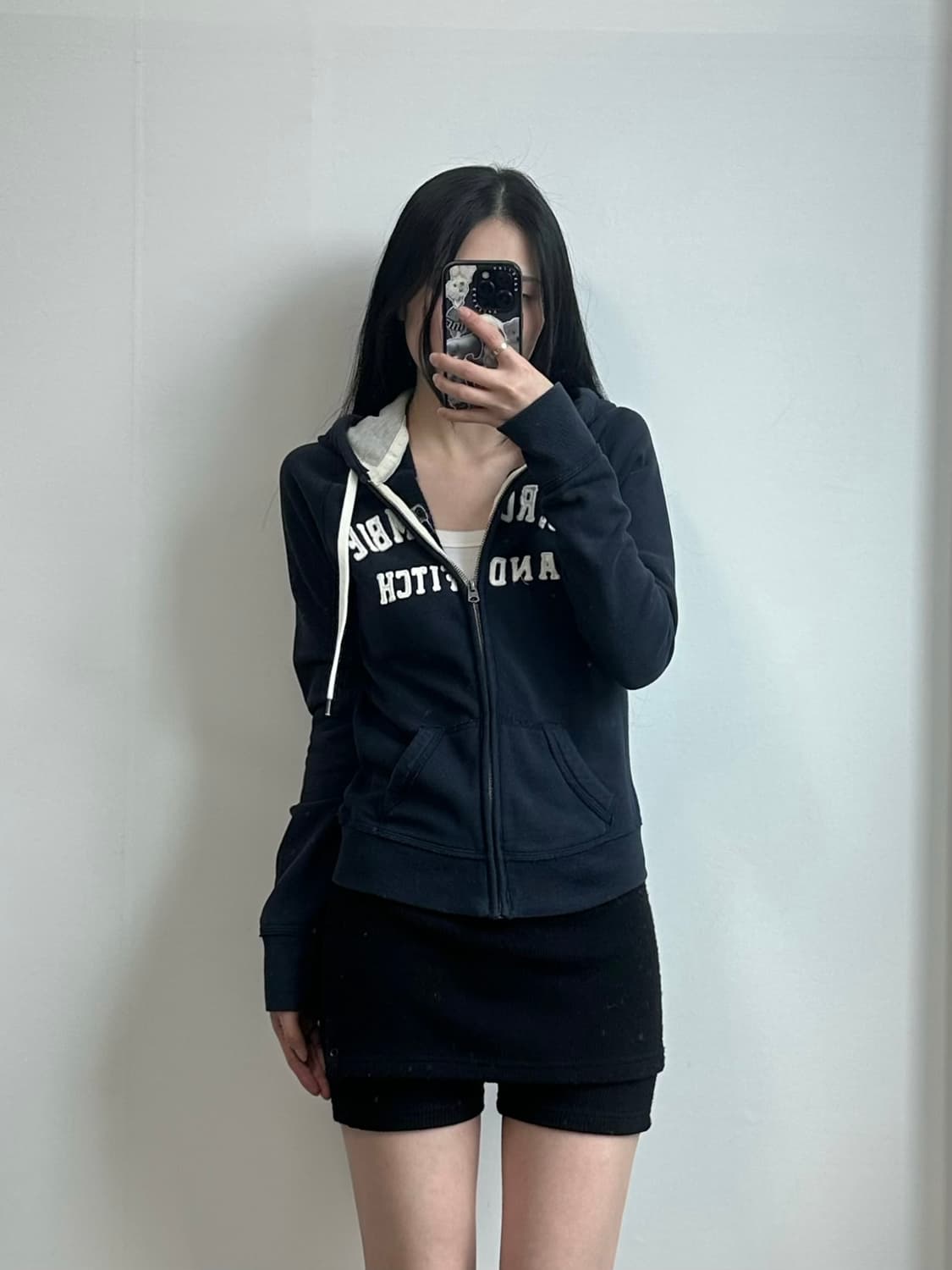아베크롬비 y2k 와투케 네이비 딱붙 후드집업 상품이미지1