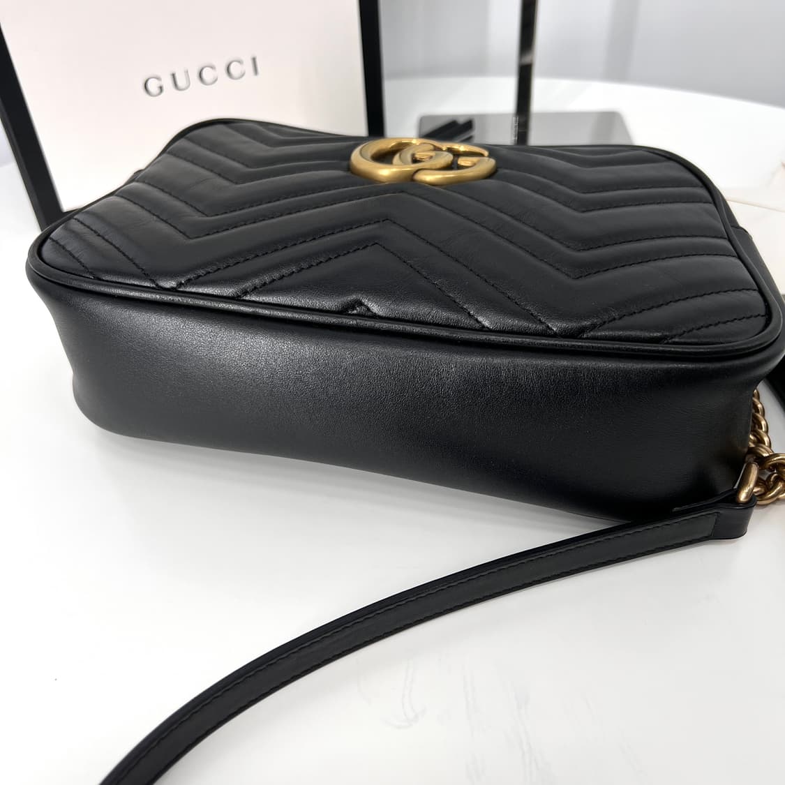 구찌 GG 마몽 마틀라세 크로스백 스몰 블랙 (447632) 상품이미지7