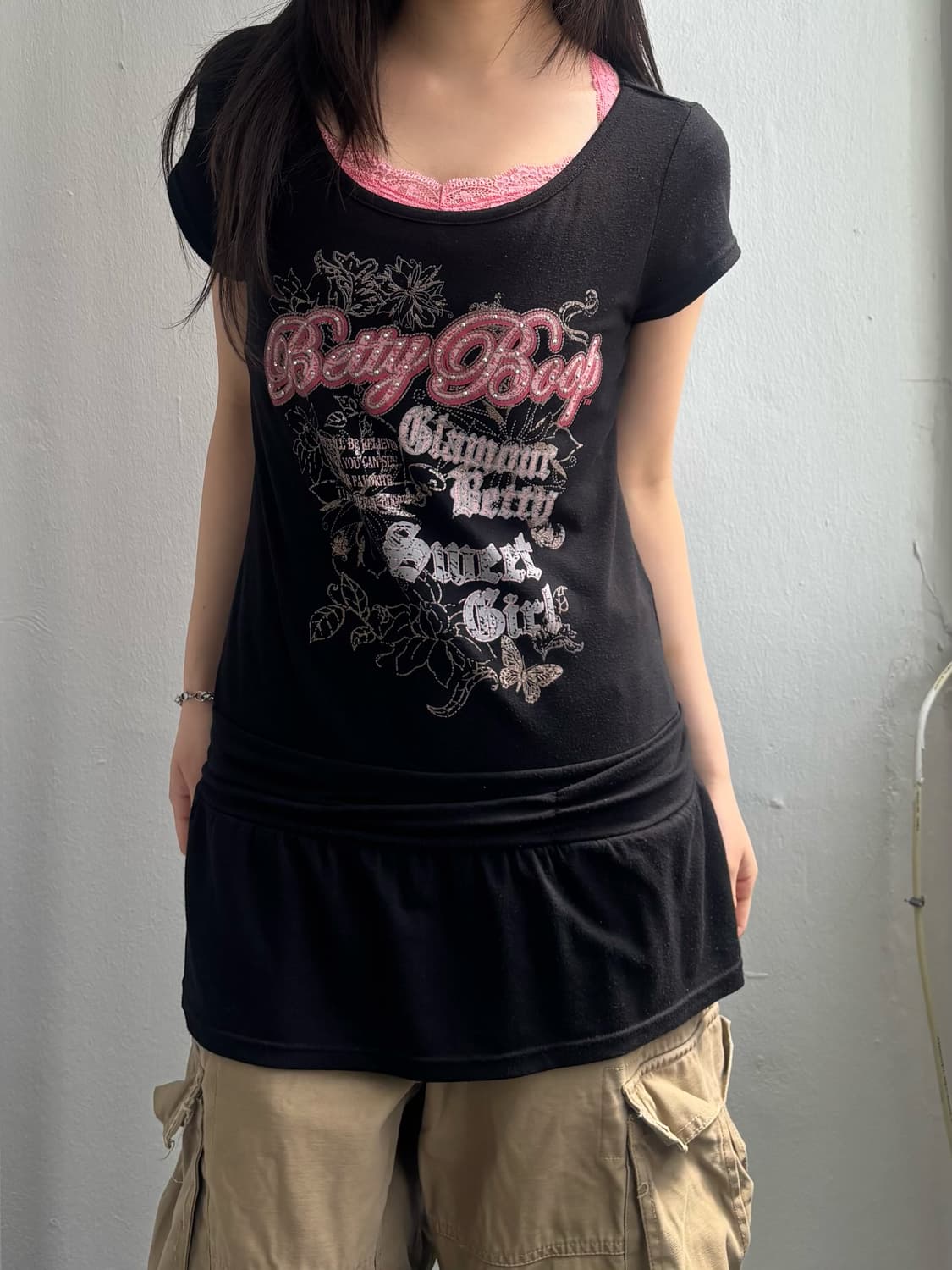 Betty boop Graphic Peplum Top 상품이미지1