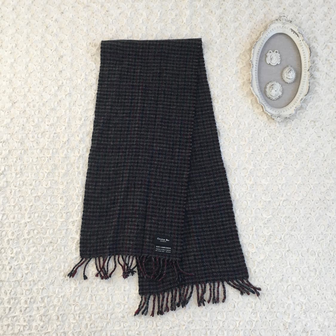 크리스찬 디올 램스울 체크 머플러 상품이미지5