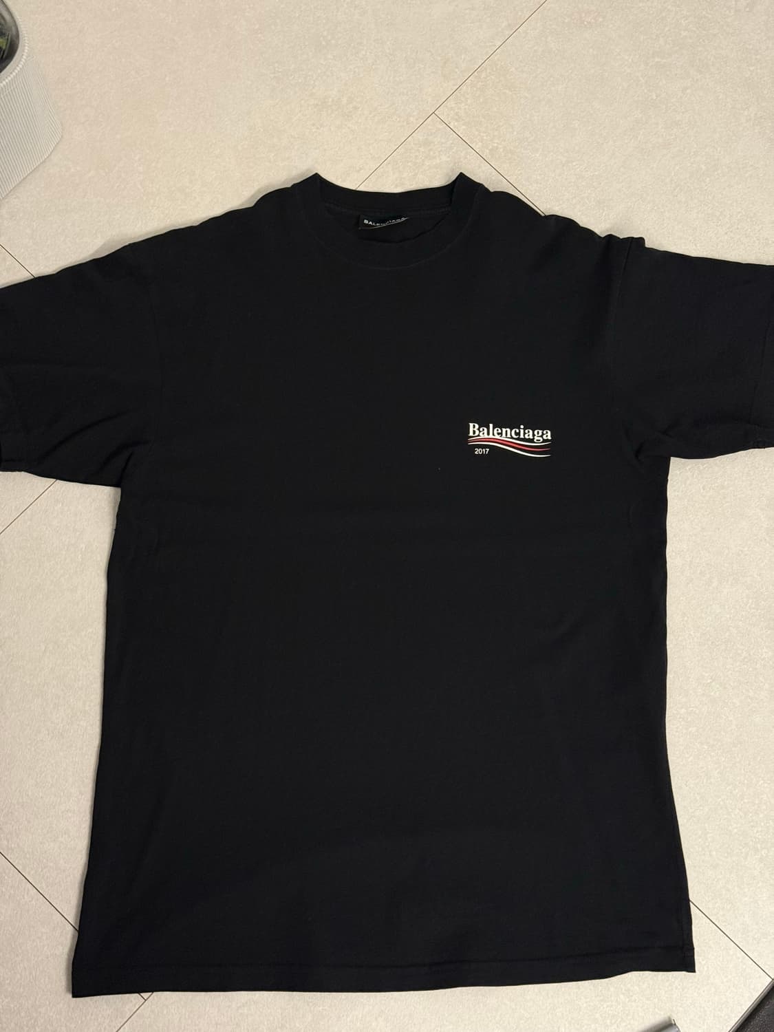 발렌시아가 2017 웨이브로고 오버핏 반팔 블랙 상품이미지1