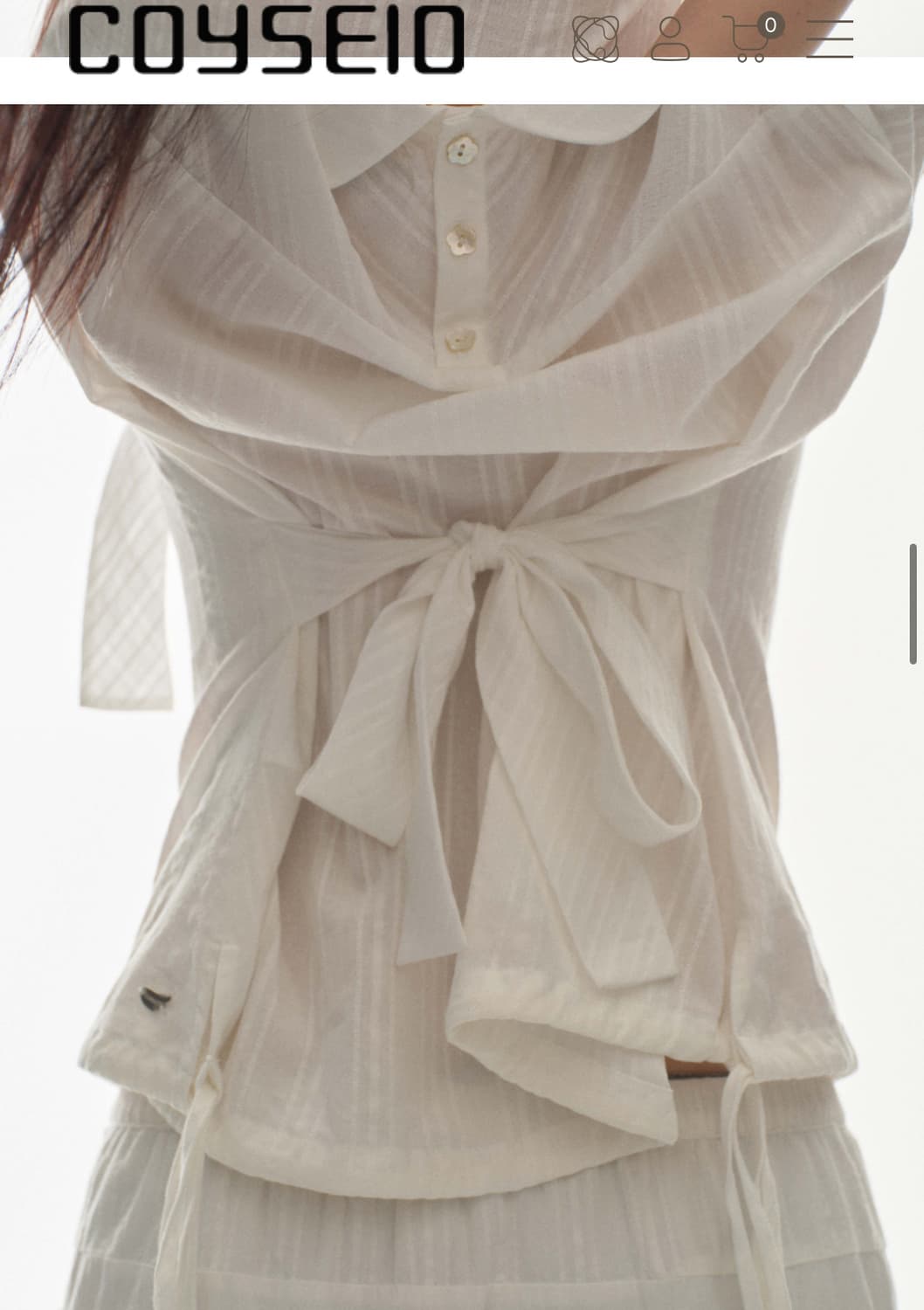 코이세이오 보우 블라우스BOW BLOUSE WHITE 블라우스 반팔 리본 상품이미지4