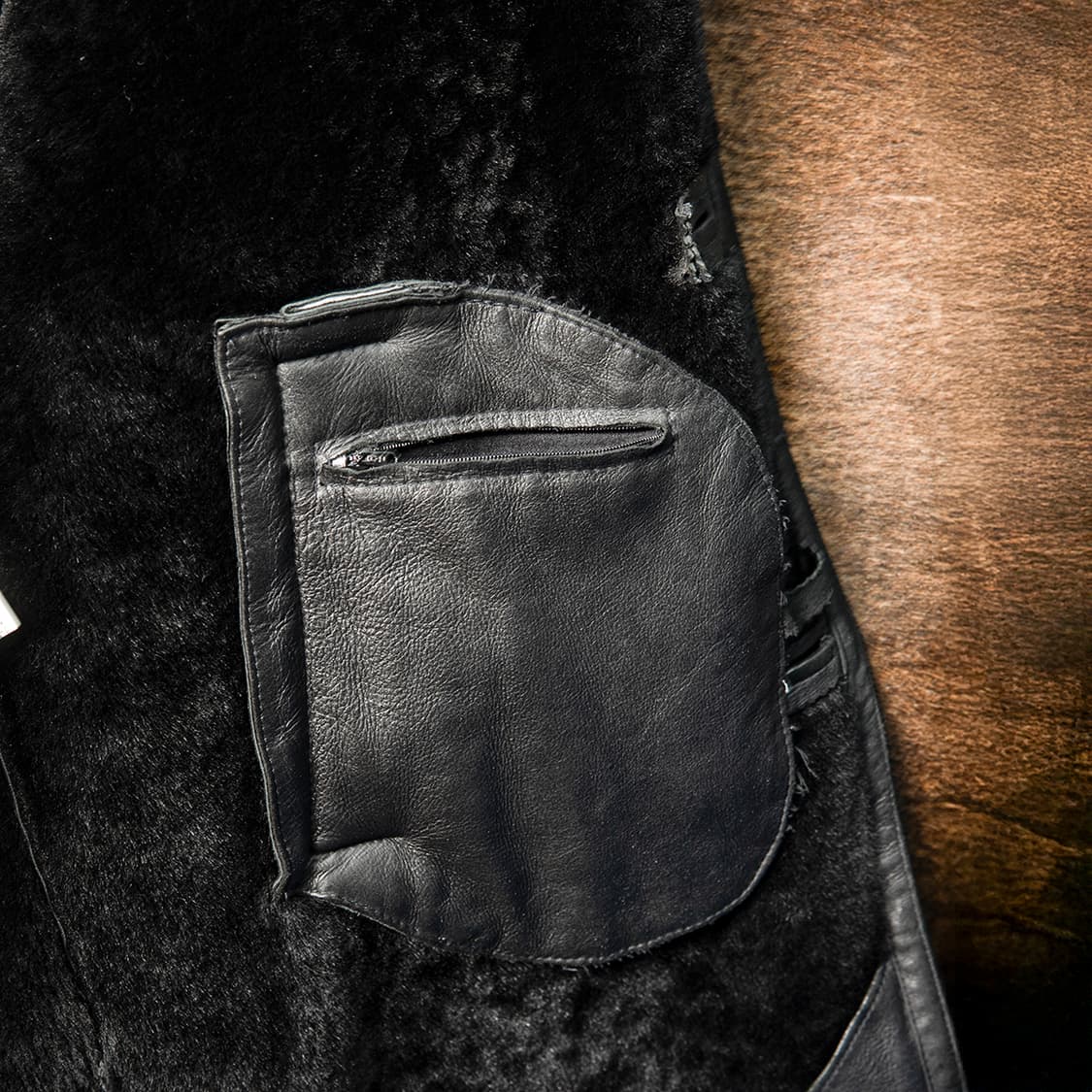 [95] 00s 라일앤스콧 양가죽 양털 무스탕 레더 카코트 블랙  상품이미지8