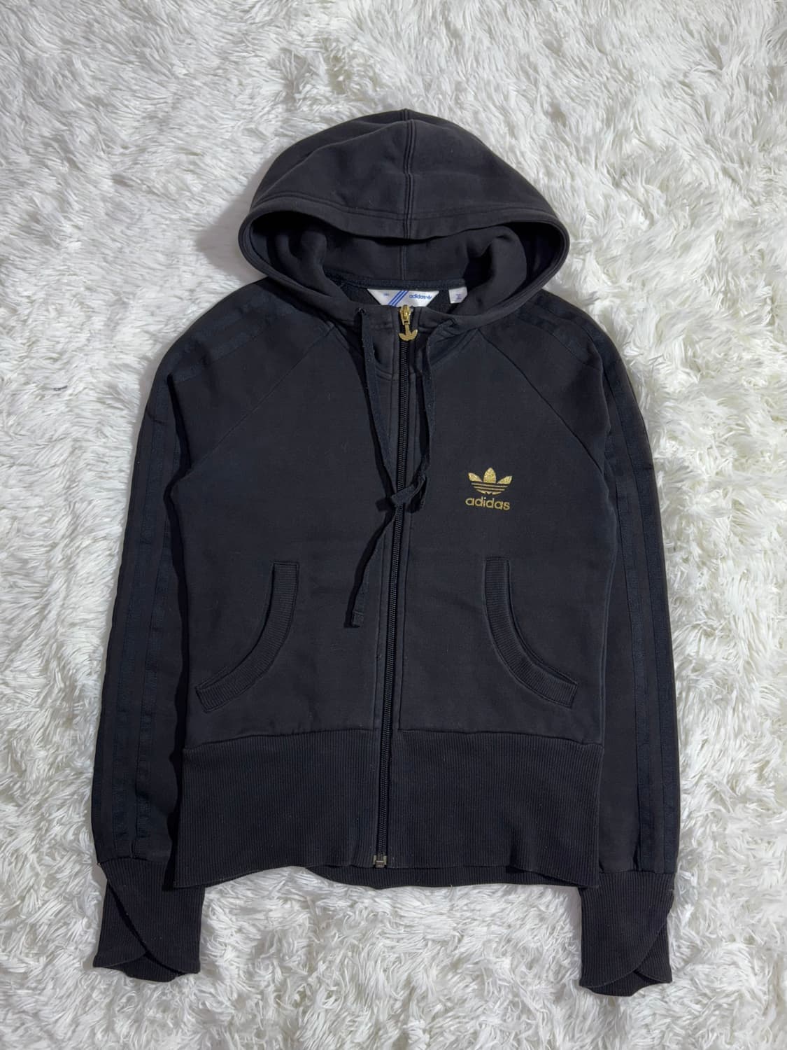 아디다스 블랙 빅로거 딱붙핏 후드집업  상품이미지4