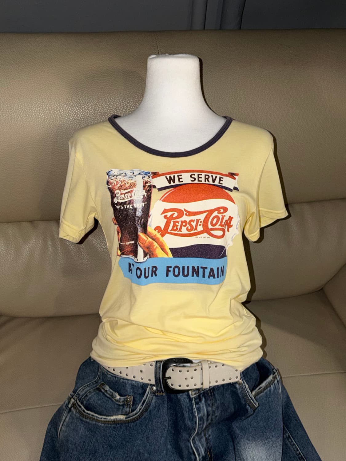 Pepsi printing detail yellow t-shirt 상품이미지1