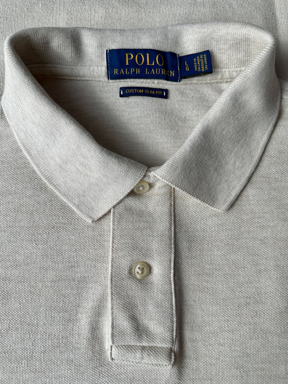 폴로 랄프로렌 오트밀 베이지 피케 카라티 커스텀 슬림핏 L 상품이미지3