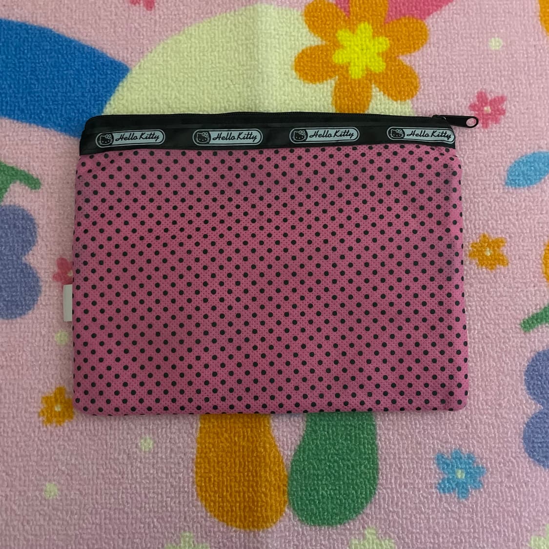 [새상품] 06년도 산리오 고전 키티 땡땡이 블랙핑크 3단 파우치 상품이미지2