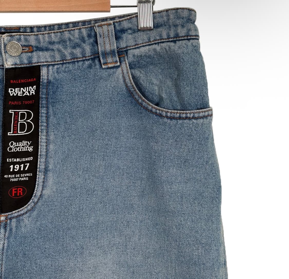 [31] 발렌시아가 남성 스케이터 데님 버뮤다 하프 반바지 쇼츠 연청 상품이미지4