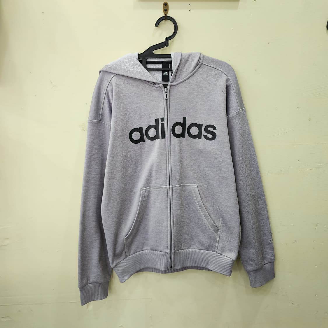 [M] adidas 클라이마웜 빅로고 기모 후드집업 (그레이) 상품이미지1