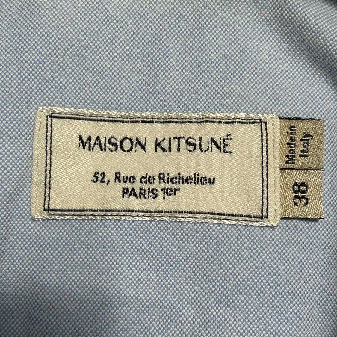 38 메종키츠네 트리컬러 폭스 스카이블루 코튼 셔츠 상품이미지4